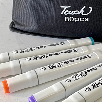 Набор на 80 спиртовых маркеров Touch Fighting (2 пера: пуля и долото) в сумке-органайзере