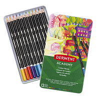 Набор цветных карандашей Derwent Academy (12 цветов в металлической упаковке)