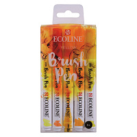 Набор акварельных маркеров Ecoline Brush Pen Желтые 5 штук в пластиковой упаковке