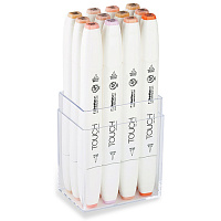 Набор  маркеров  TOUCH TWIN brush 12 штук  (телесные цвета) в пластиковой упаковке