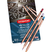 Набор цветных карандашей Derwent Metallic (12 цветов в металлической упаковке)