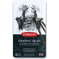 Набор чернографитных карандашей Derwent Graphic Medium (12 штук в металлической упаковке)