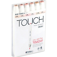 Набор  маркеров  TOUCH TWIN ShinHan brush 6 штук (телесные цвета А) в пластиковой упаковке