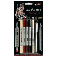 Набор маркеров Copic Ciao Manga 5, 5 маркеров + мультилинер 0.3мм в блистере