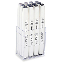 Набор  маркеров  TOUCH TWIN ShinHan brush 12 штук  (холодные серые) в пластиковой упаковке