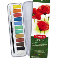 Набор акварельных красок Derwent Academy (12 кювет + кисть в металлической упаковке)