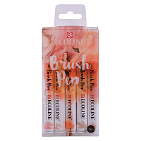 Набор акварельных маркеров Ecoline Brush Pen Бежевые-Розовые 5 штук в пластиковой упаковке