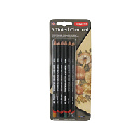 Набор угольных карандашей Derwent Tinted Charcoal (6 штук в блистере)