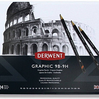 Набор чернографитных карандашей Derwent Graphic (24 штуки в металлической упаковке)