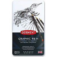 Набор чернографитных карандашей Derwent Graphic Soft (12 штук в металлической упаковке)