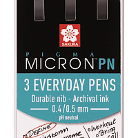 Набор капиллярных ручек Pigma Micron PN 3 штуки (черный, синий, красный) в блистере